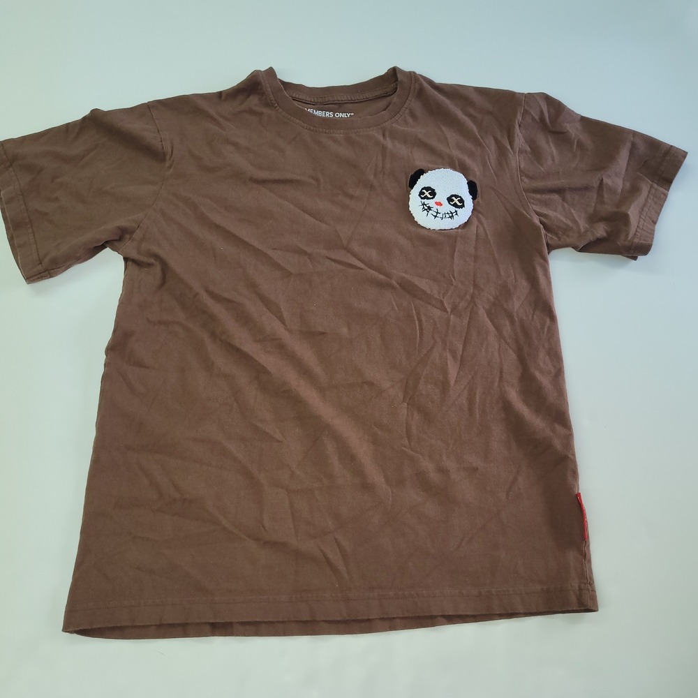 MEMBERS ONLY Brown T‎ Shirt Panda Face Graphic Short Sleeve Men's Small
